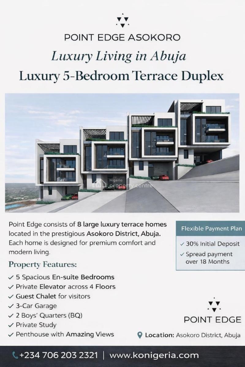 Luxury 5-bedroom Terrace Duplex for Modern Living., 2610 Cadastral Zone, Hassan Usman Kastina Street, Asokoro District, Abuja, House for Sale