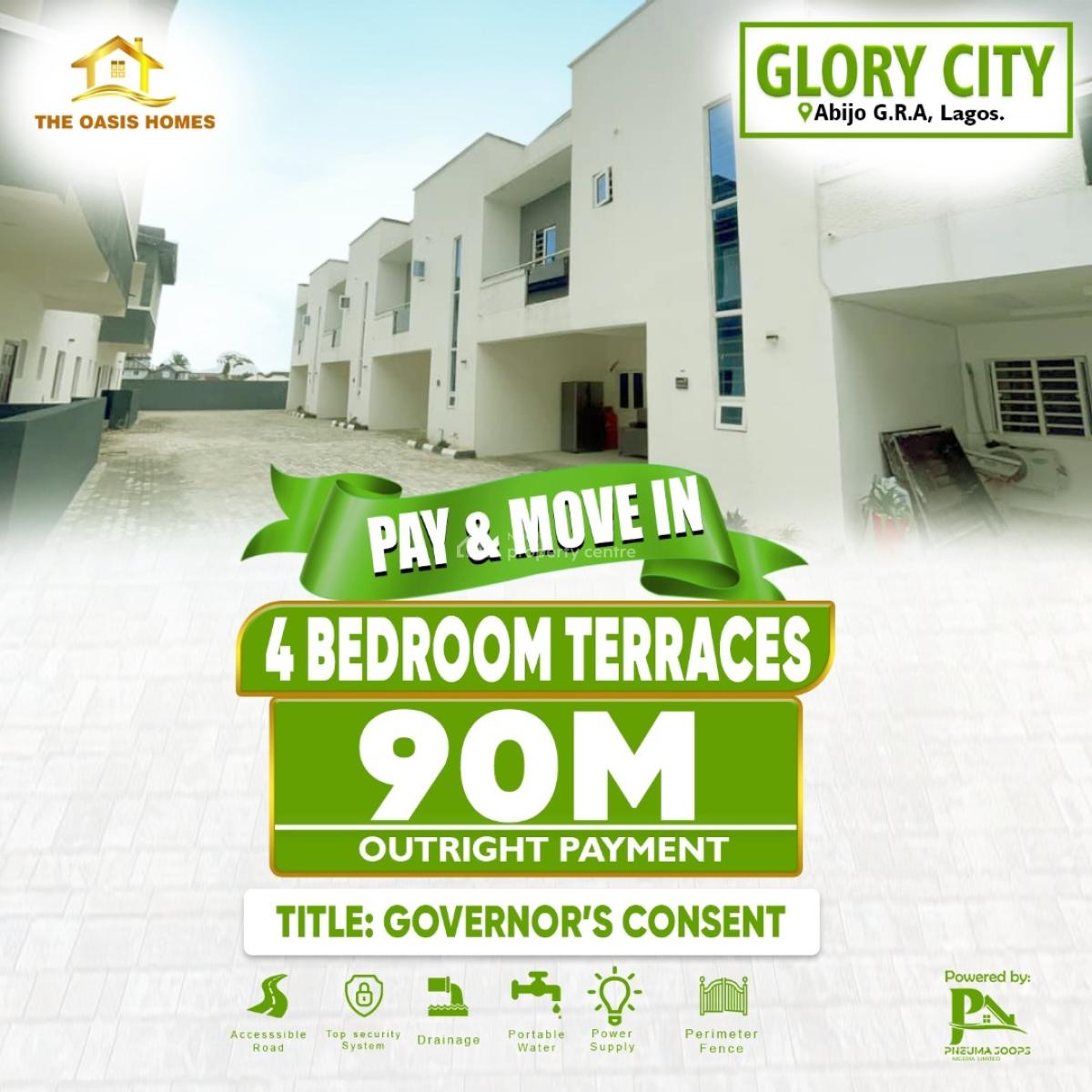 House with Governors Consent, Glorycity Estate Gra Lekki Epe Expressway, Abijo, Lekki, Lagos, Terraced Duplex for Sale
