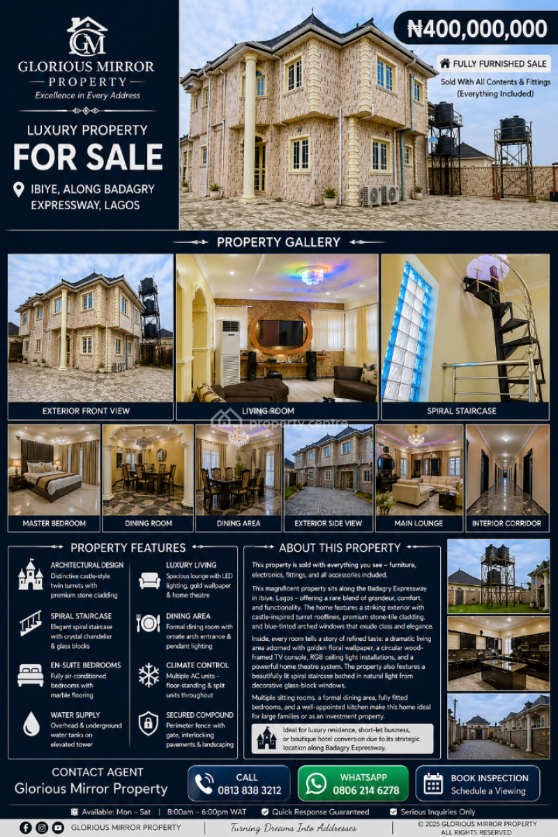 Fully Furnished House, 14 Wuxamot Crescent Graceland Estate Ibiye Badagry Local Govt Lagos, Badagry, Lagos, House for Sale