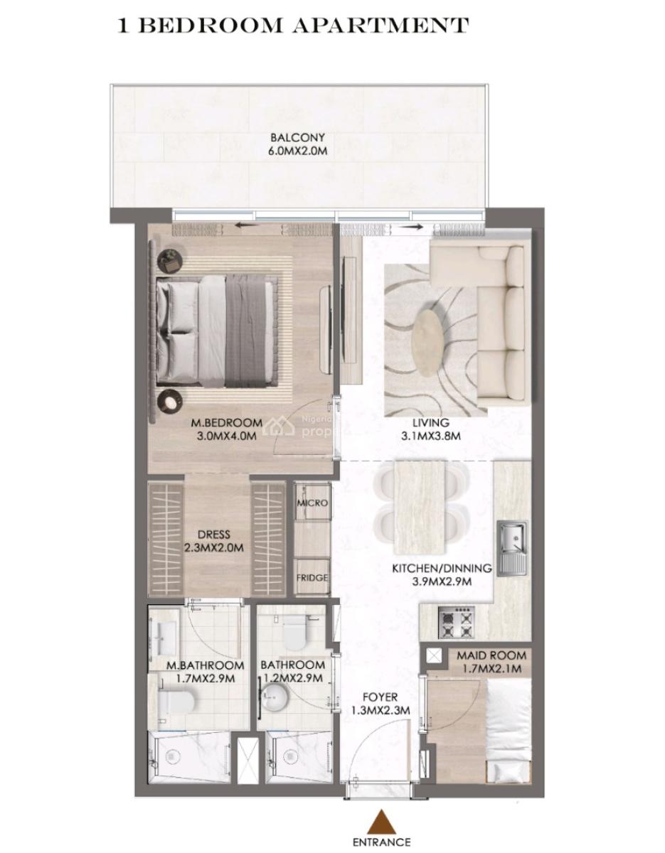 Elite Finished 1 Bedroom Block of Flat (off-plan), Bala Mohammed Way, Guzape District, Abuja, Mini Flat (room and Parlour) for Sale