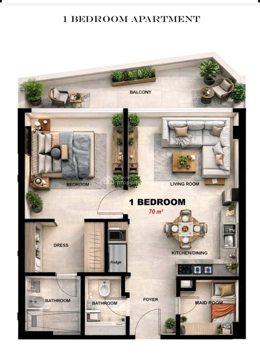 Elite Finished 1 Bedroom Block of Flat (off-plan), Bala Mohammed Way, Guzape District, Abuja, Mini Flat (room and Parlour) for Sale