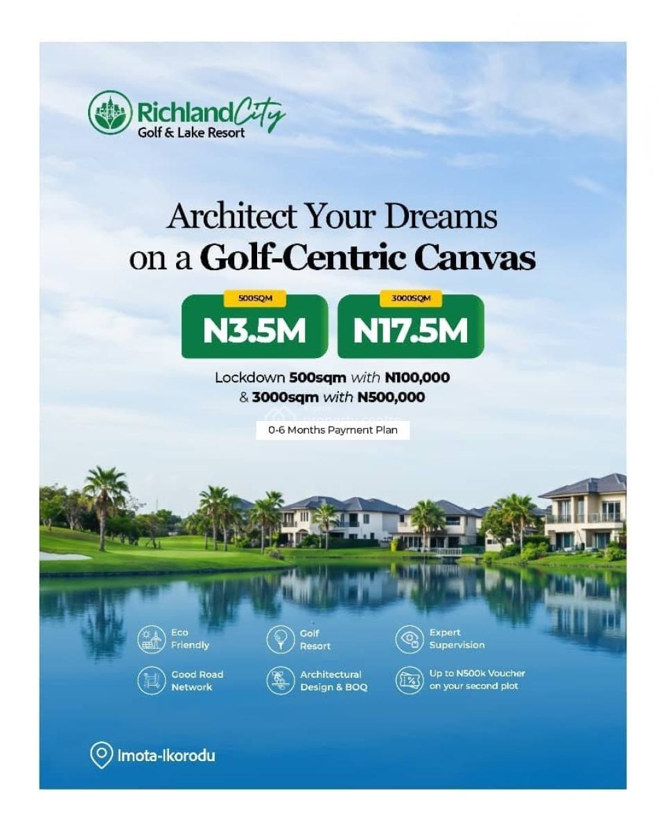 Affordable Plots of Land in a Serene Golf Resort Environment, Richland City, Golf & Lake Resort, Imota, Ikorodu, Lagos, Residential Land for Sale