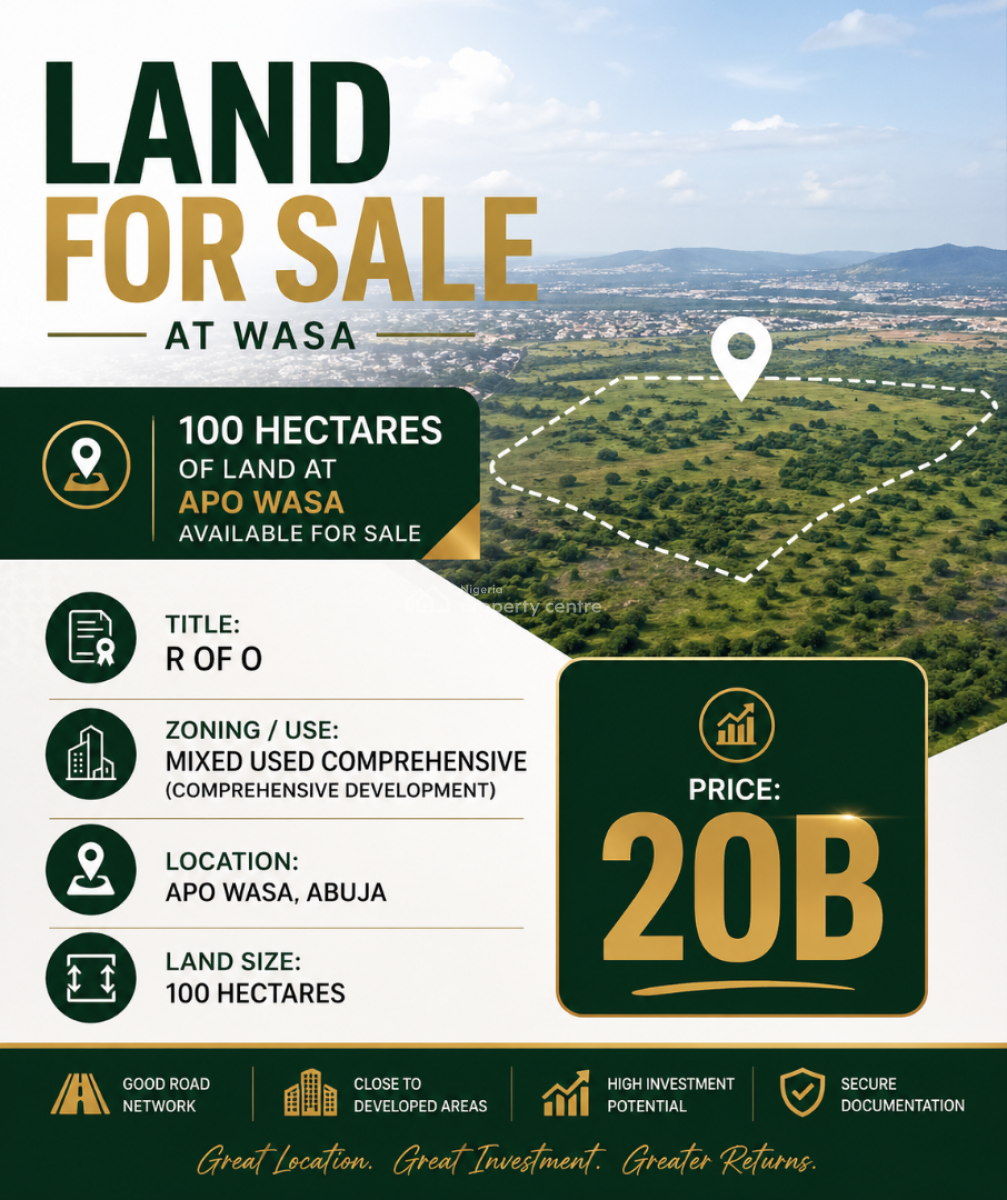 100 Hectares Available at Wasa, Apo Wasa, Wasa, Apo, Abuja, Mixed-use Land for Sale