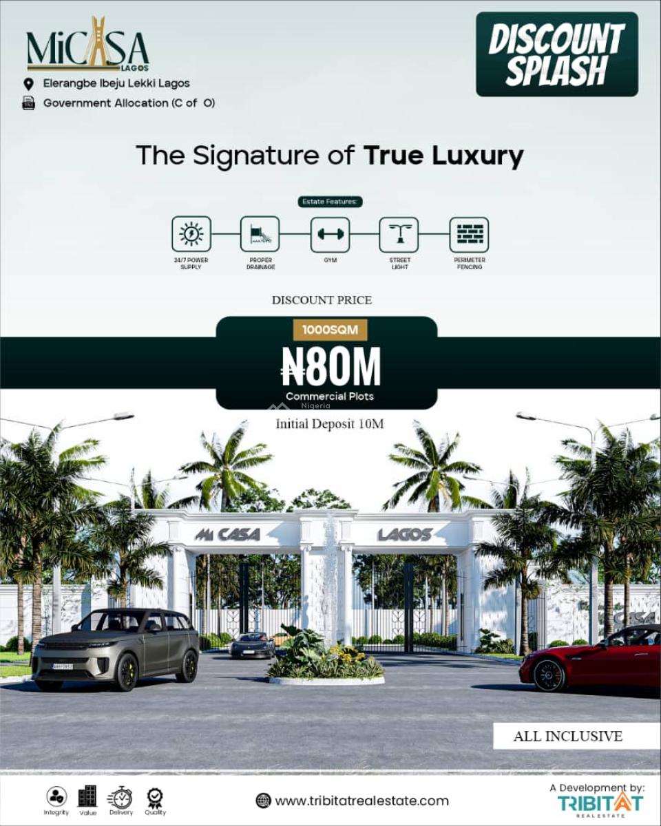 Strategically Located Land for 3 Bedroom Terraced, Micasa Estate, Eleranigbe, Ibeju Lekki, Lagos, Mixed-use Land for Sale