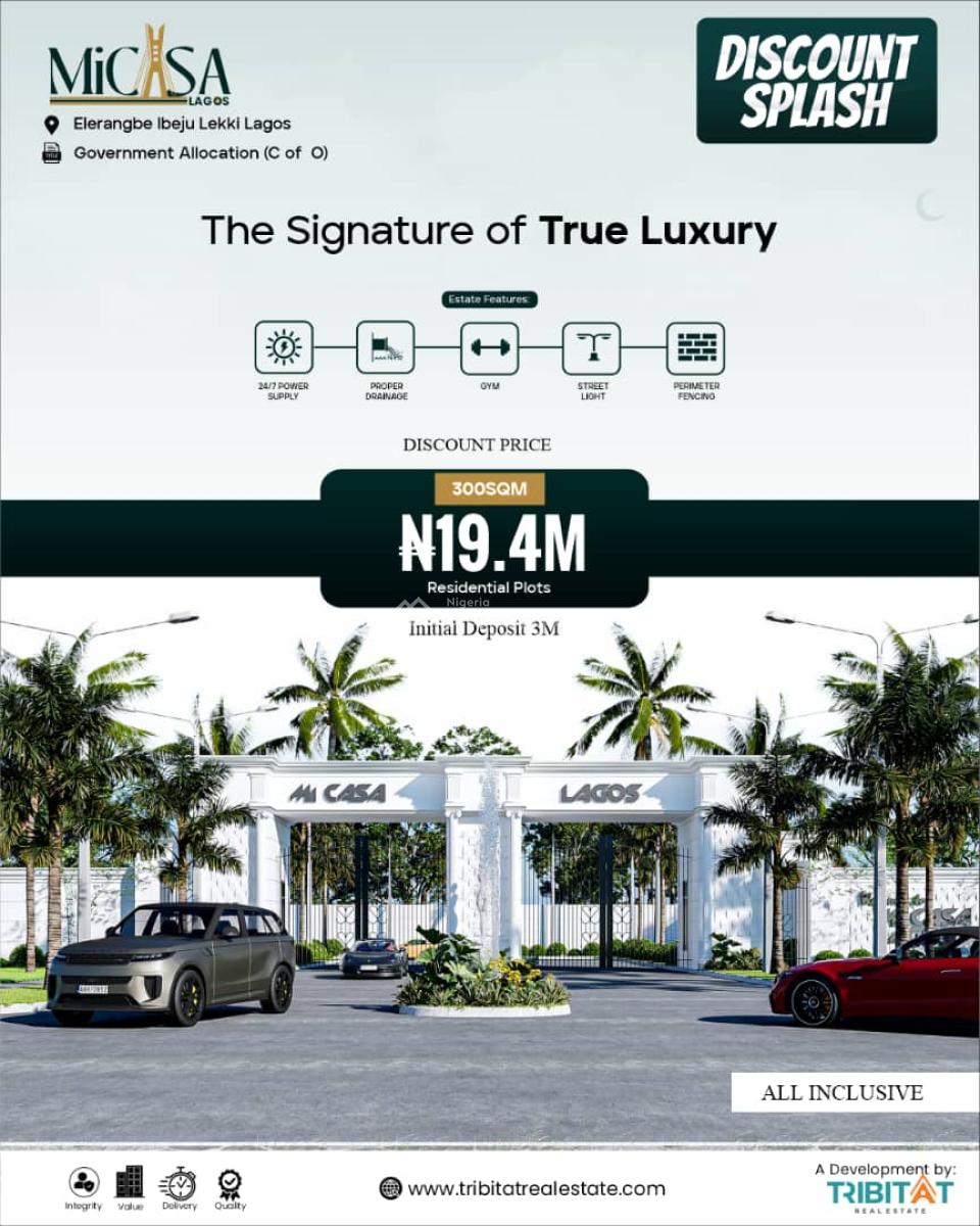 Strategically Located Land for 3 Bedroom Terraced, Micasa Estate, Eleranigbe, Ibeju Lekki, Lagos, Mixed-use Land for Sale