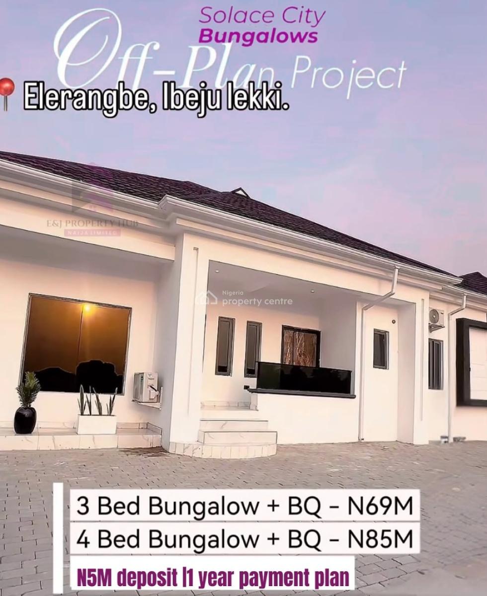 3-4bedroom Solace City Bungalows with Bq 2kitchen and 2.5kv Solar 12mo, Beju-lekki Elerengbe Lagos, Ibeju, Lagos, Detached Bungalow for Sale