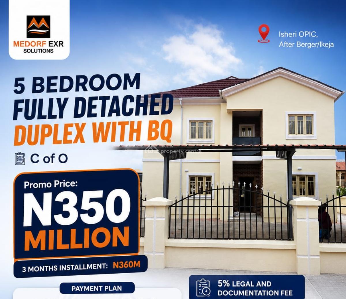 Exquisite Fully Detached 5 Bedroom Duplex with Bq and Modern Design, Gra, Opic, Isheri North, Lagos, Detached Duplex for Sale
