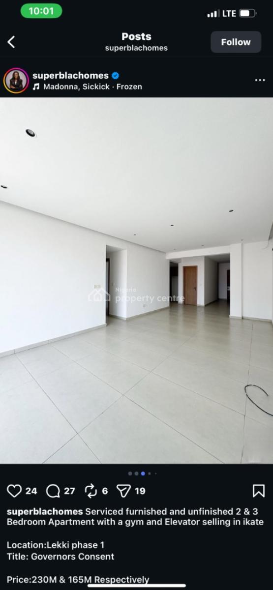 3 Bedroom Apartment with a Gym and Elevator, Ikate, Lekki, Lagos, Block of Flats for Sale