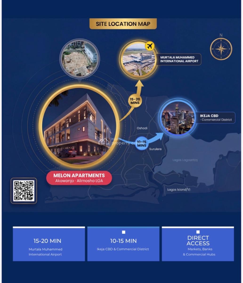 Newly Built Airbnb 1 Bedroom Apartment, Gown Estate, Santos Estate, Murtala Muhammed International Airport, Akowonjo, Alimosho, Lagos, Block of Flats for Sale