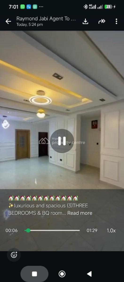 3 Three Bedrooms & Bq Room, Jabi Ics Junction, Jabi, Abuja, Detached Bungalow for Sale