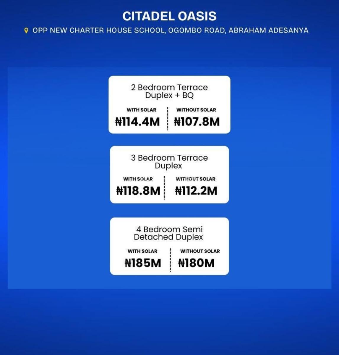 Luxury Terrace Duplexes and Semi-detached Duplex with Solar, Citadel Oasis / Abraham Adesanya Road, Ogombo, Ajah, Lagos, Semi-detached Duplex for Sale