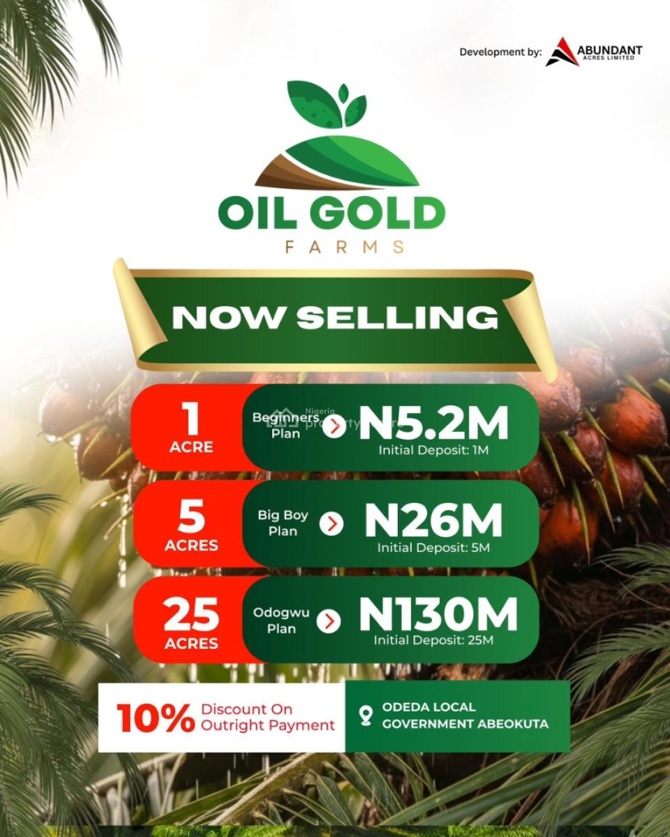 Govt Approved Palm Oil Estate Strategically Located, Oil Gold Farm Odega L.g.a, Odeda, Ogun, Commercial Land for Sale