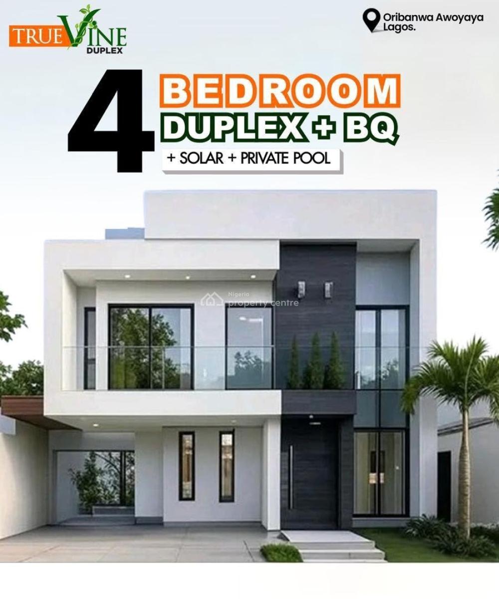 Luxury 4 Bedroom Duplex with Bq and Swimming Pool, True Vine Estate, Oribanwa, Ibeju Lekki, Lagos, Detached Duplex for Sale