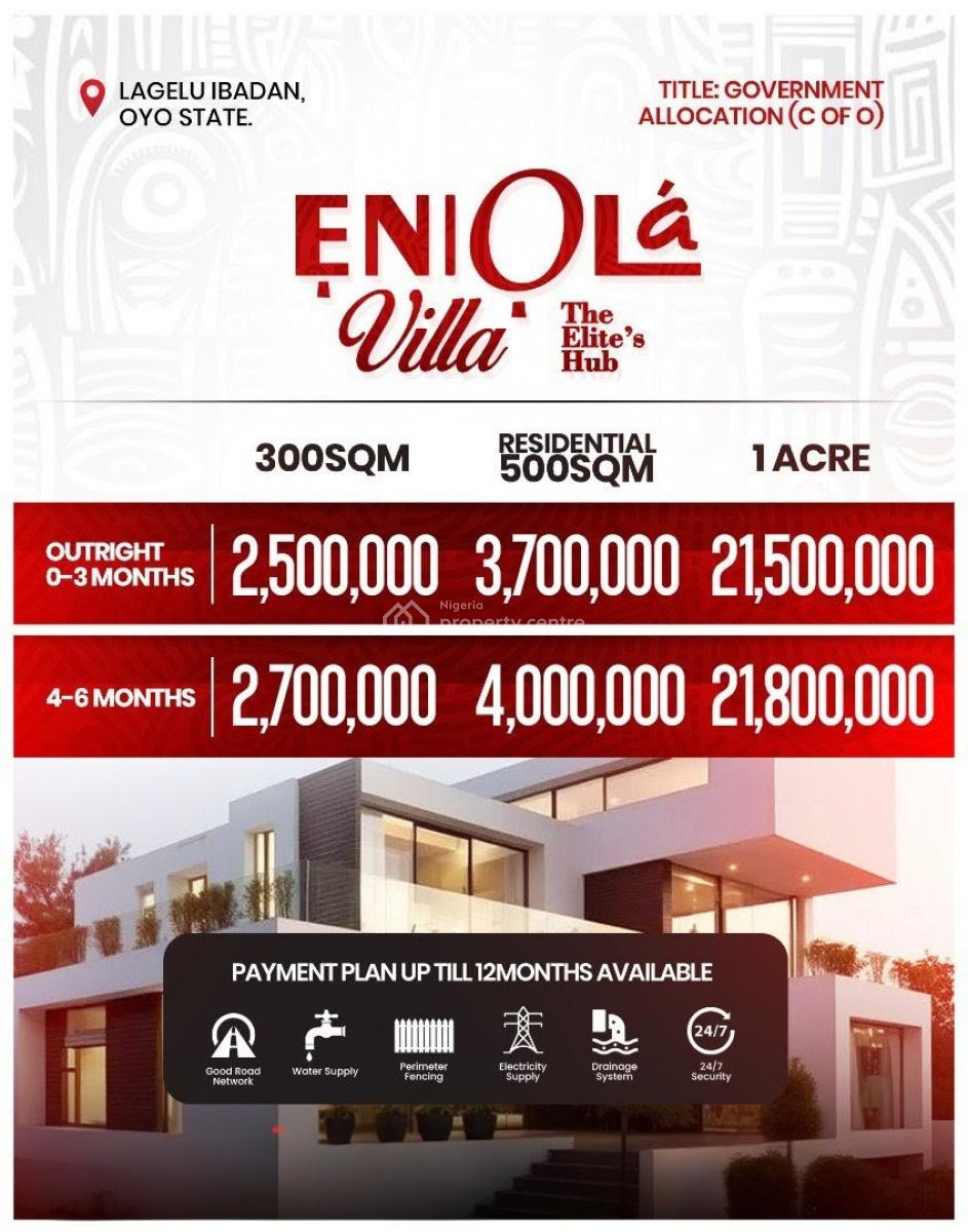 Affordable Plots of Land with Excellent Facilities, Eniola Villa Estate, Lagelu, Oyo, Mixed-use Land for Sale