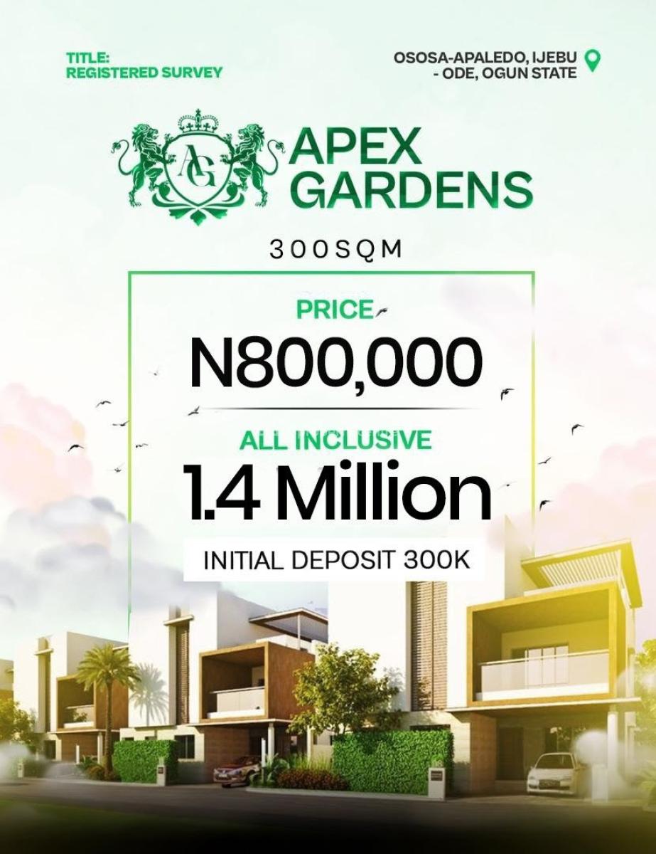 Affordable Plots of Land with Excellent Facilities, Apex Gardens / Ososa-apalado, Ijebu Ode, Ogun, Mixed-use Land for Sale