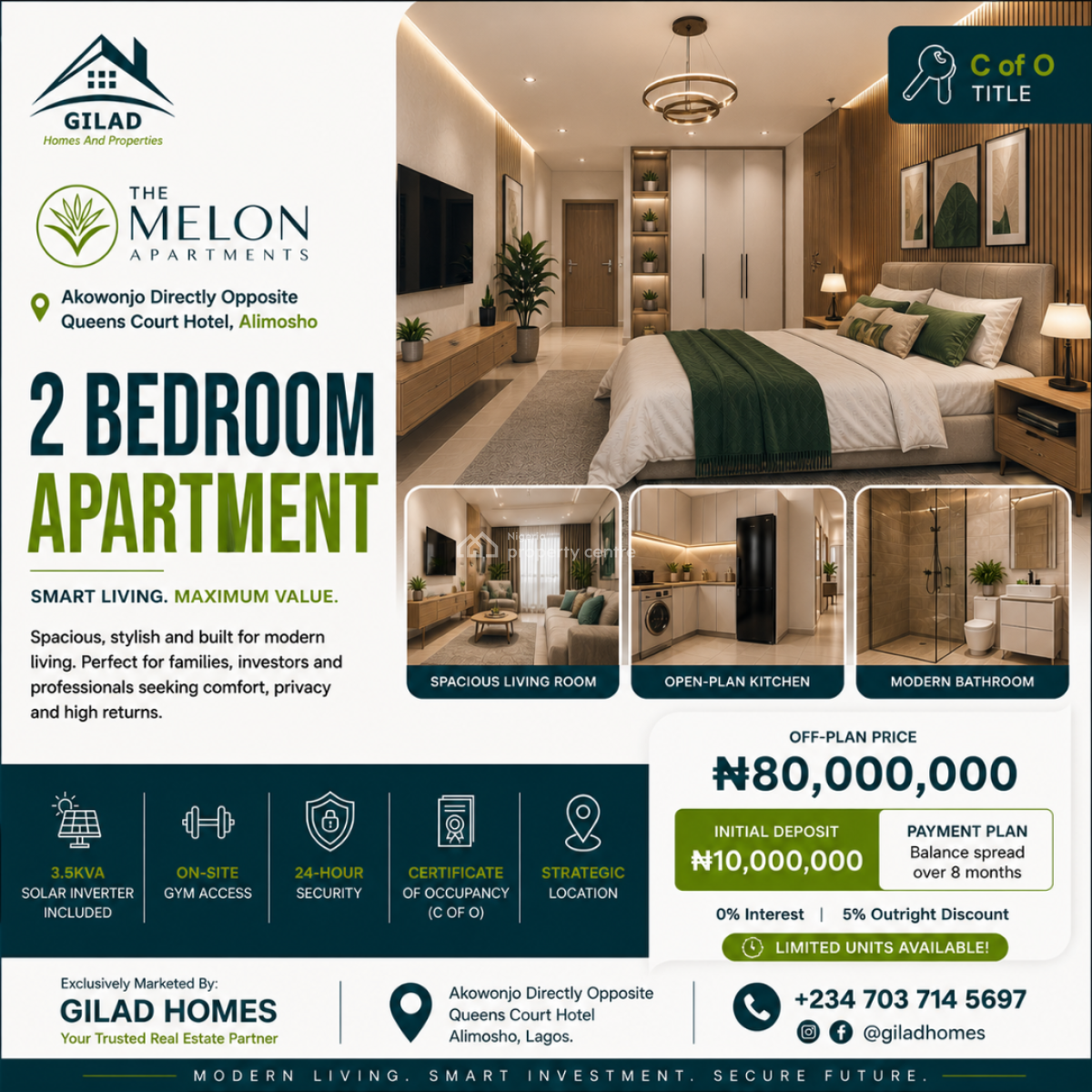 Luxury 2bedroom Apartment in The Heart of Lagos, 15-20mins to The Airport, Akowonjo, Alimosho, Lagos, Flat / Apartment for Sale