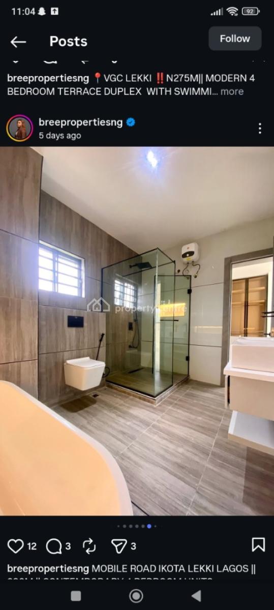 4 Bedroom Unit with a Bq, Ikota Lekki, Lekki, Lagos, Terraced Duplex for Sale