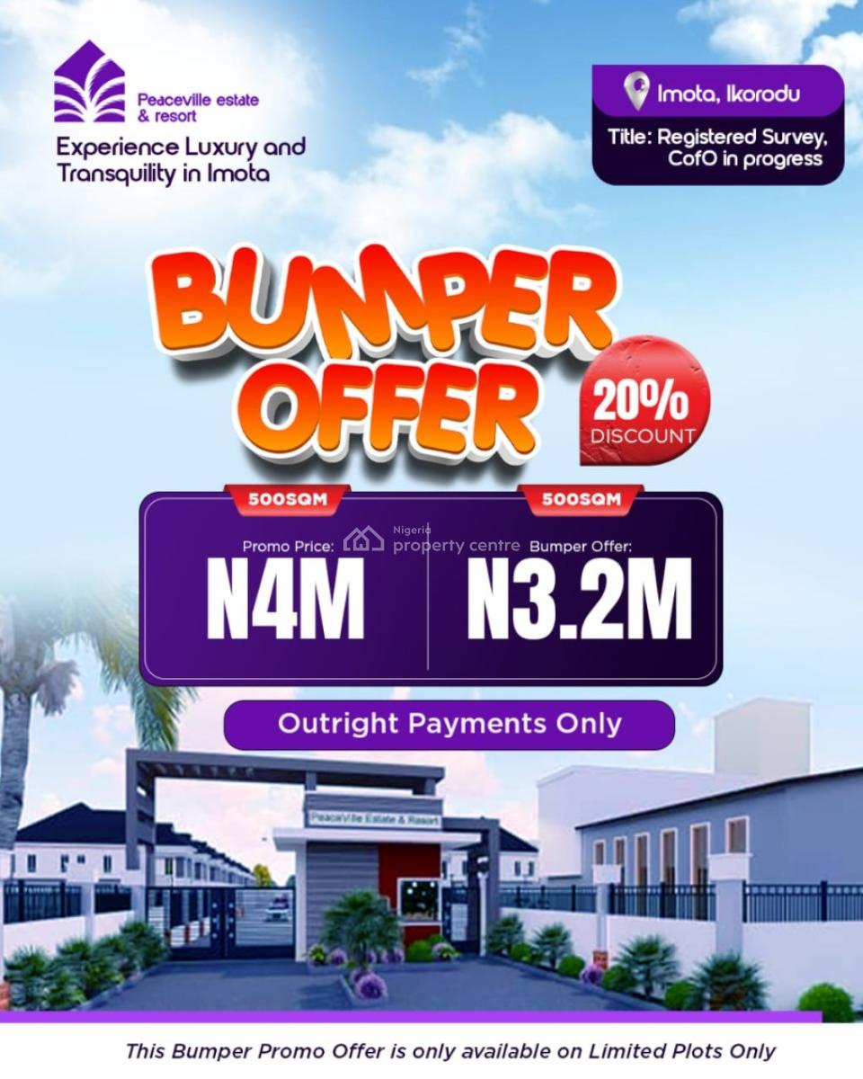 Promo Land on Strategically Area, Peaceville Estate and Resort Imota, Imota, Ikorodu, Lagos, Mixed-use Land for Sale