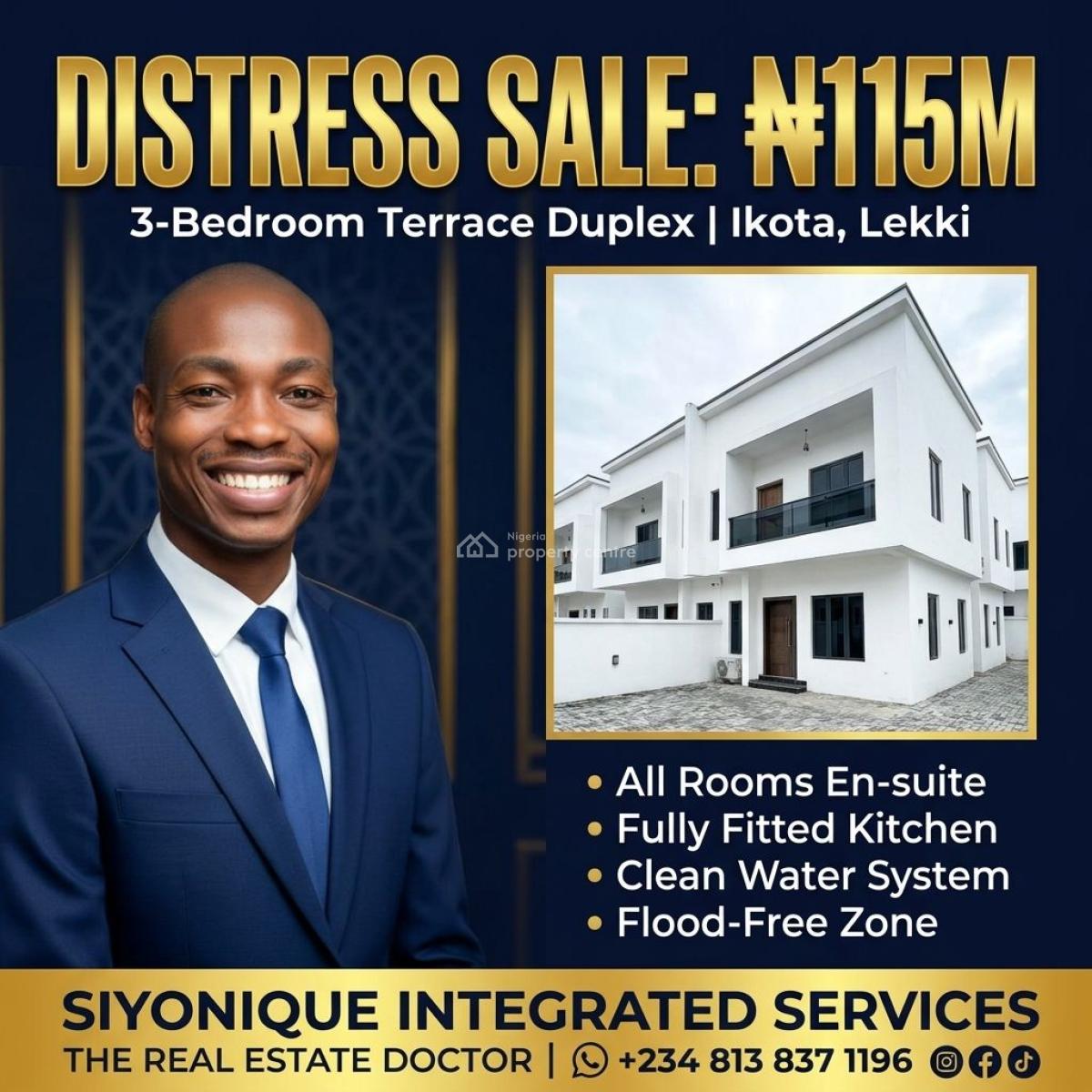 One Time Opportunity Affordable 3 Bedroom Terrace Duplex, Ikota, Lekki, Lagos, Terraced Duplex for Sale