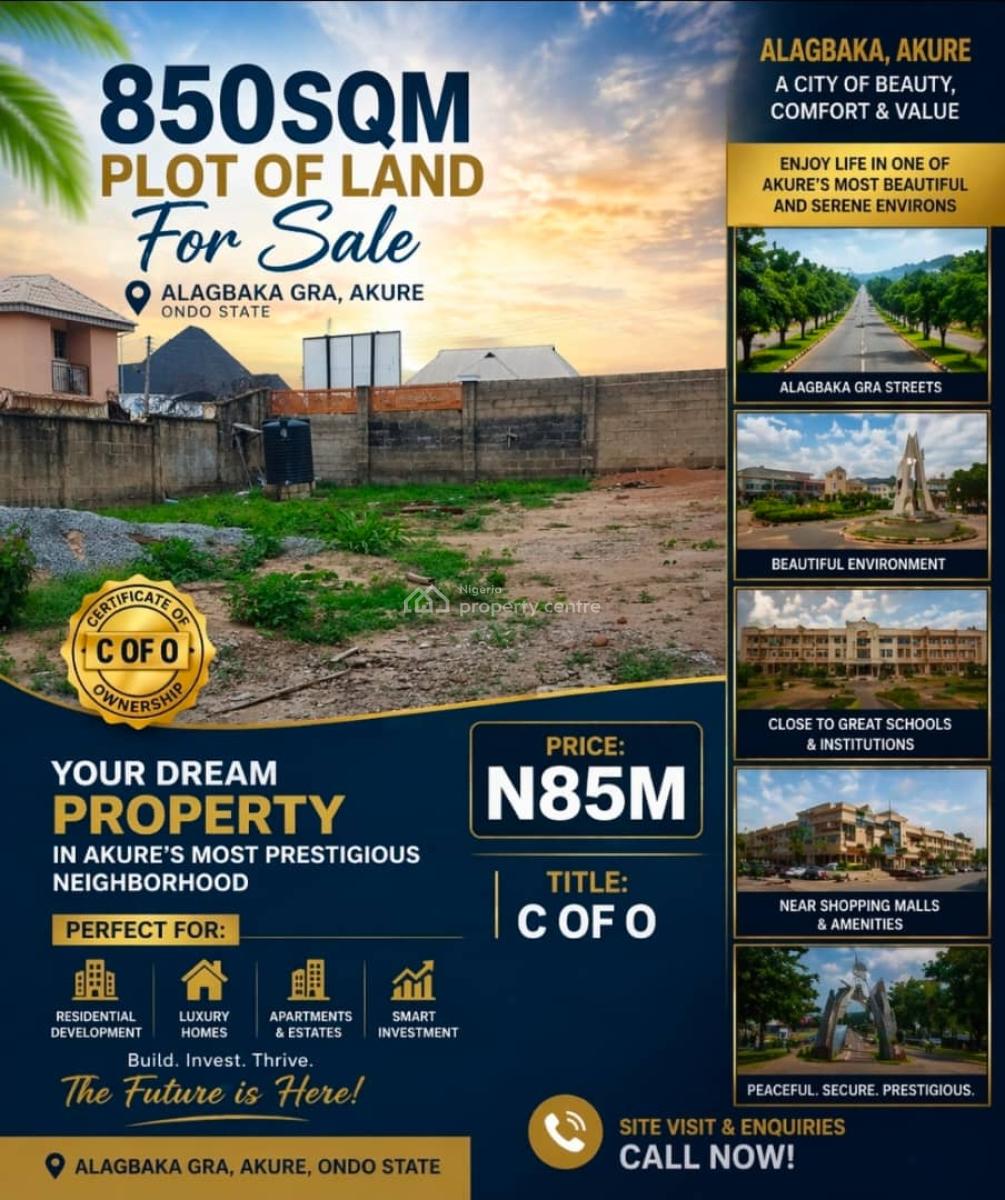 Available: 850sqm Plot of Land, Alagbaka Gra, Akure, Ondo State., Akure, Ondo, Mixed-use Land for Sale