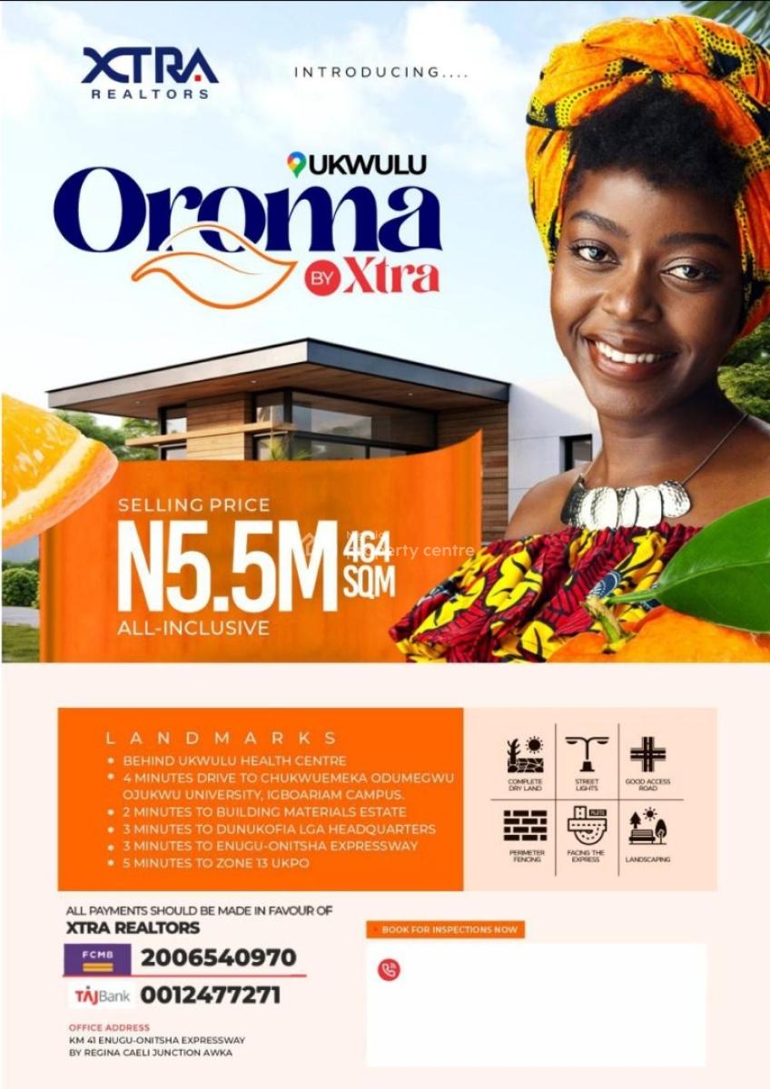 464sqm per Plots, Oroma Estate at Ukwulu By Anambra State Igbariam University, Dunukofia, Anambra, Residential Land for Sale