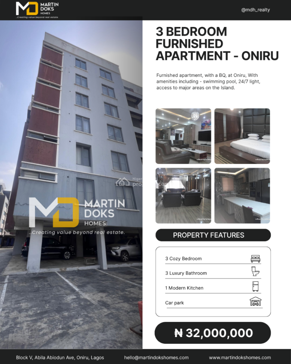 Furnished 3 Bedroom Apartment with Bq, Oniru, Victoria Island (vi), Lagos, Flat / Apartment for Rent