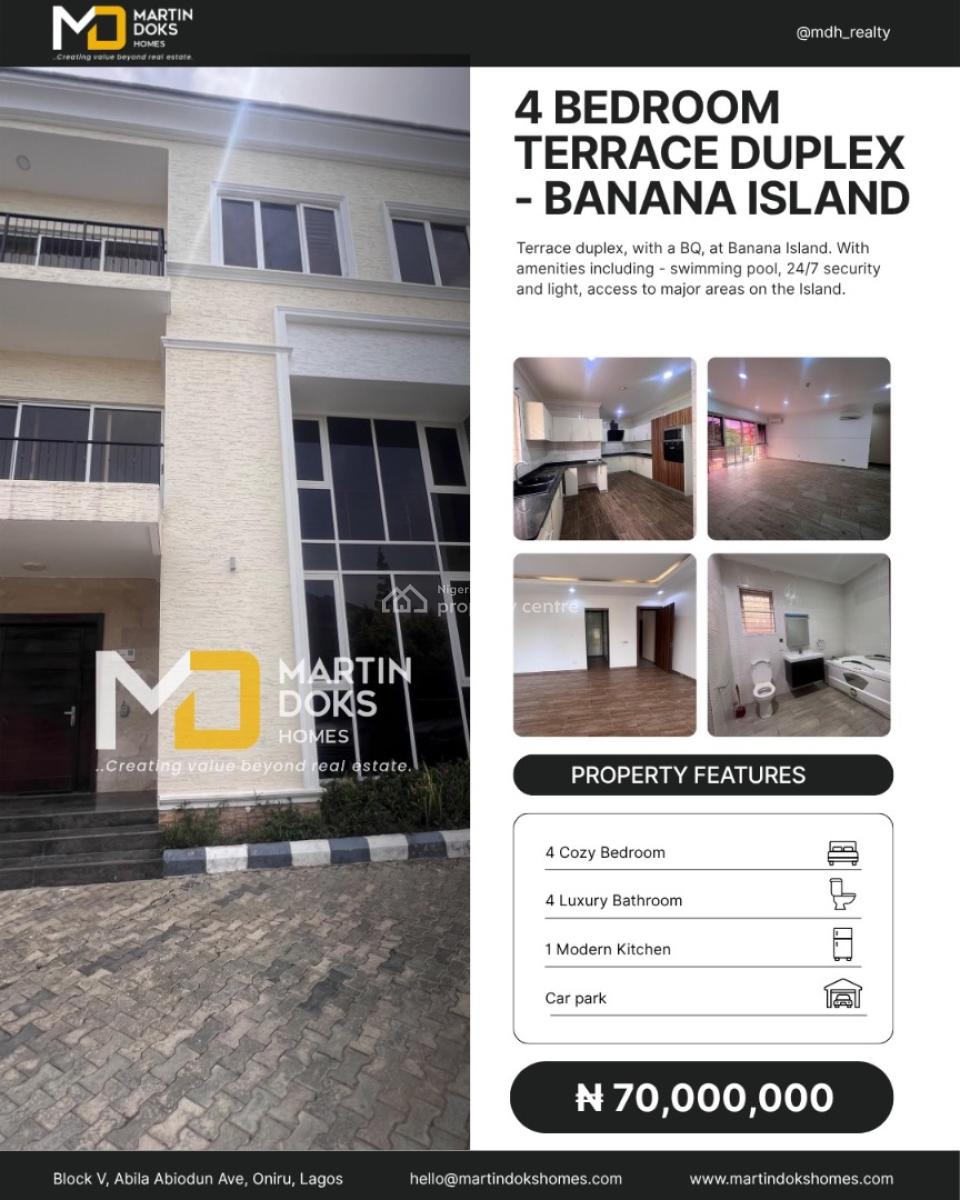 4 Bedroom Terraced Duplex with Bq, Banana Island, Ikoyi, Lagos, Terraced Duplex for Rent
