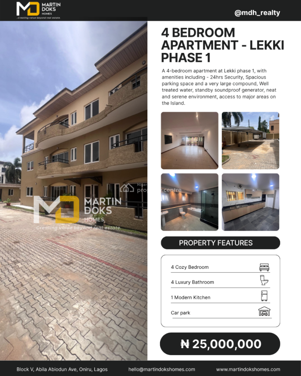 4 Bedroom Maisonette Available, Lekki Phase 1, Lekki, Lagos, House for Rent