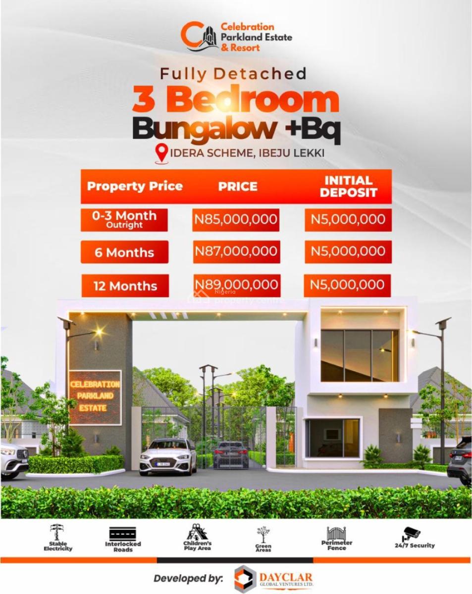 Well Finished 3 Bedroom Bungalow in a Serene Estate, Celebration Green Villa, Idera Scheme, Ibeju Lekki, Lagos, Detached Bungalow for Sale