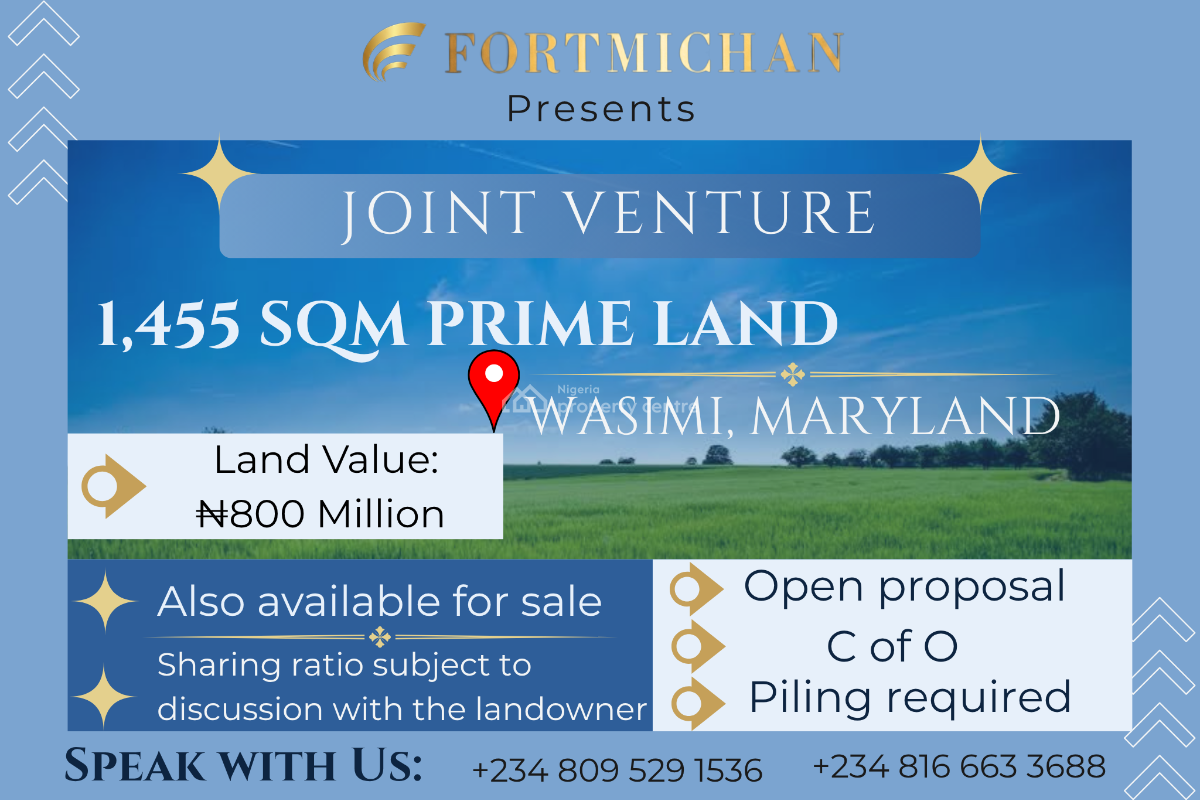 1,455 Sqm Prime Land, Wasimi, Maryland, Ikeja, Lagos, Land Joint Venture
