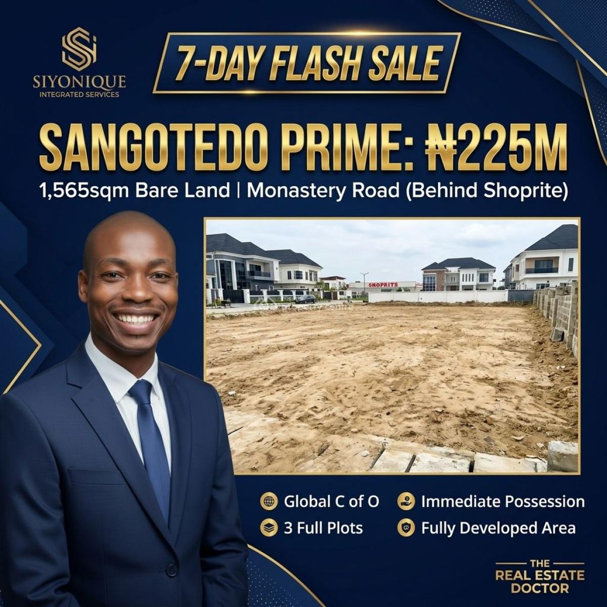 Opportunity for The Investor 3 Full Plots of Golden Soil with Global C, Monastery Road, Sangotedo (behind Shoprite, Sangotedo, Ajah, Lagos, Residential Land for Sale
