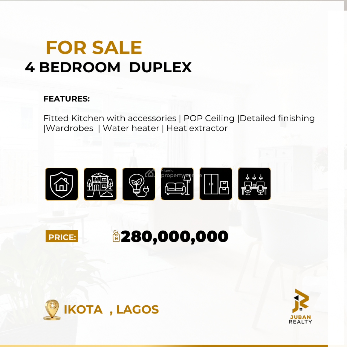 4 Bedroom Terrace Duplex, Lekki County Home, Ikota, Lekki, Lagos, Terraced Duplex for Sale