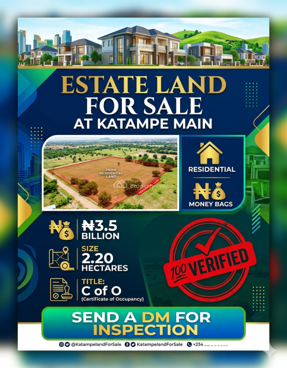 2.2 Hectares Estate Land, Katampe (main), Katampe, Abuja, Residential Land for Sale