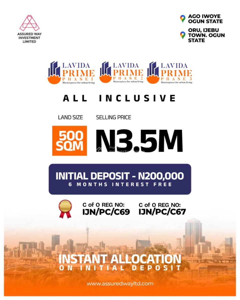 Affordable Land with Cofo and 12 Months Interest Free Payment, Ago Iwoye, Ijebu Ode, Ogun, Land for Sale