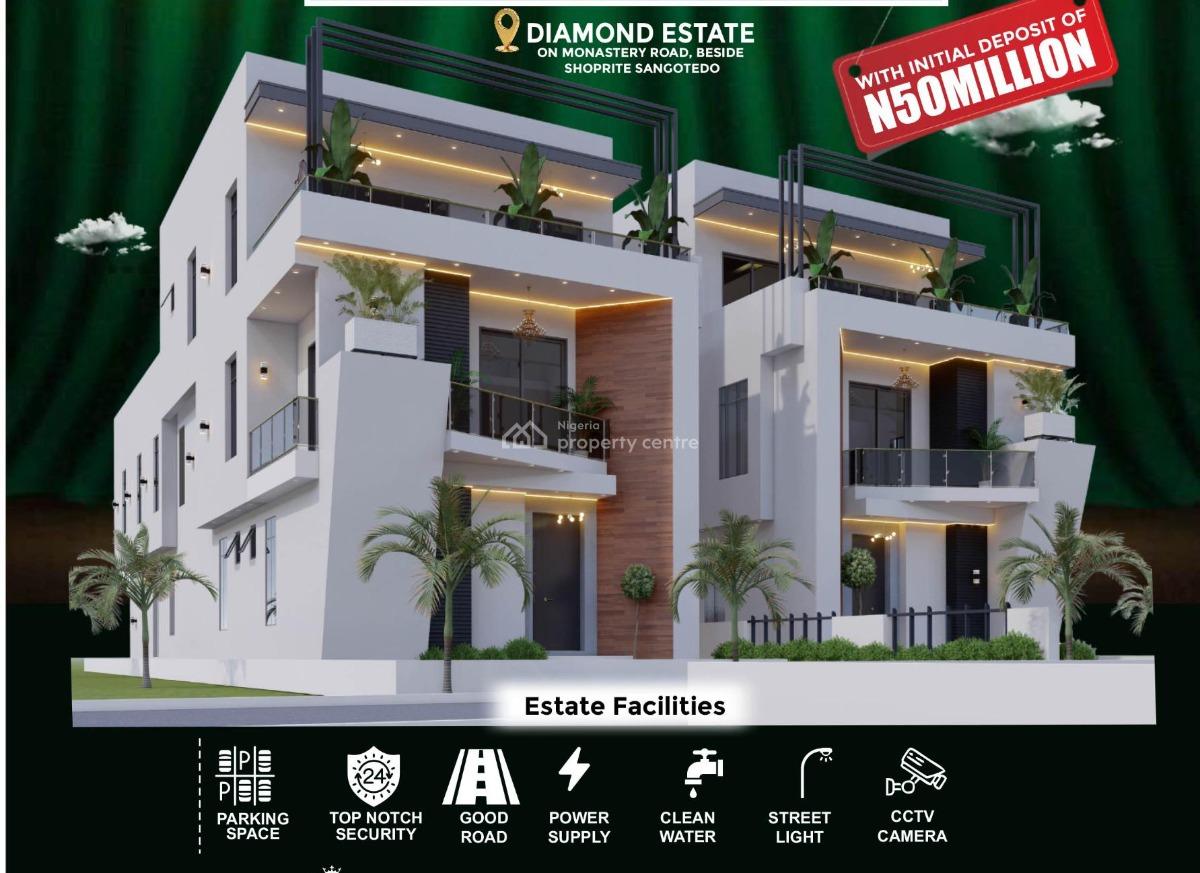 Highbridge Court 1, 6 Bedroom with  Penthouse+ Bq., Inside Diamond Estate,monastery Road, Sangotedo, Ajah, Lagos, Detached Duplex for Sale