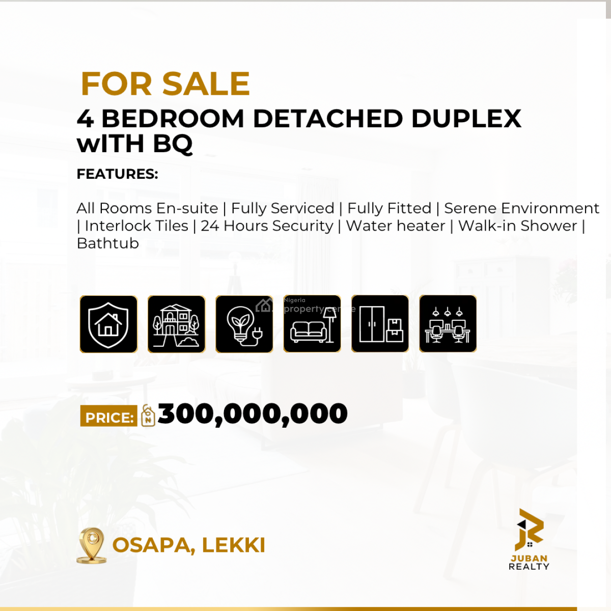 4 Bedroom Detached Duplex with Bq, Osapa, Lekki, Osapa, Lekki, Lagos, Detached Duplex for Sale