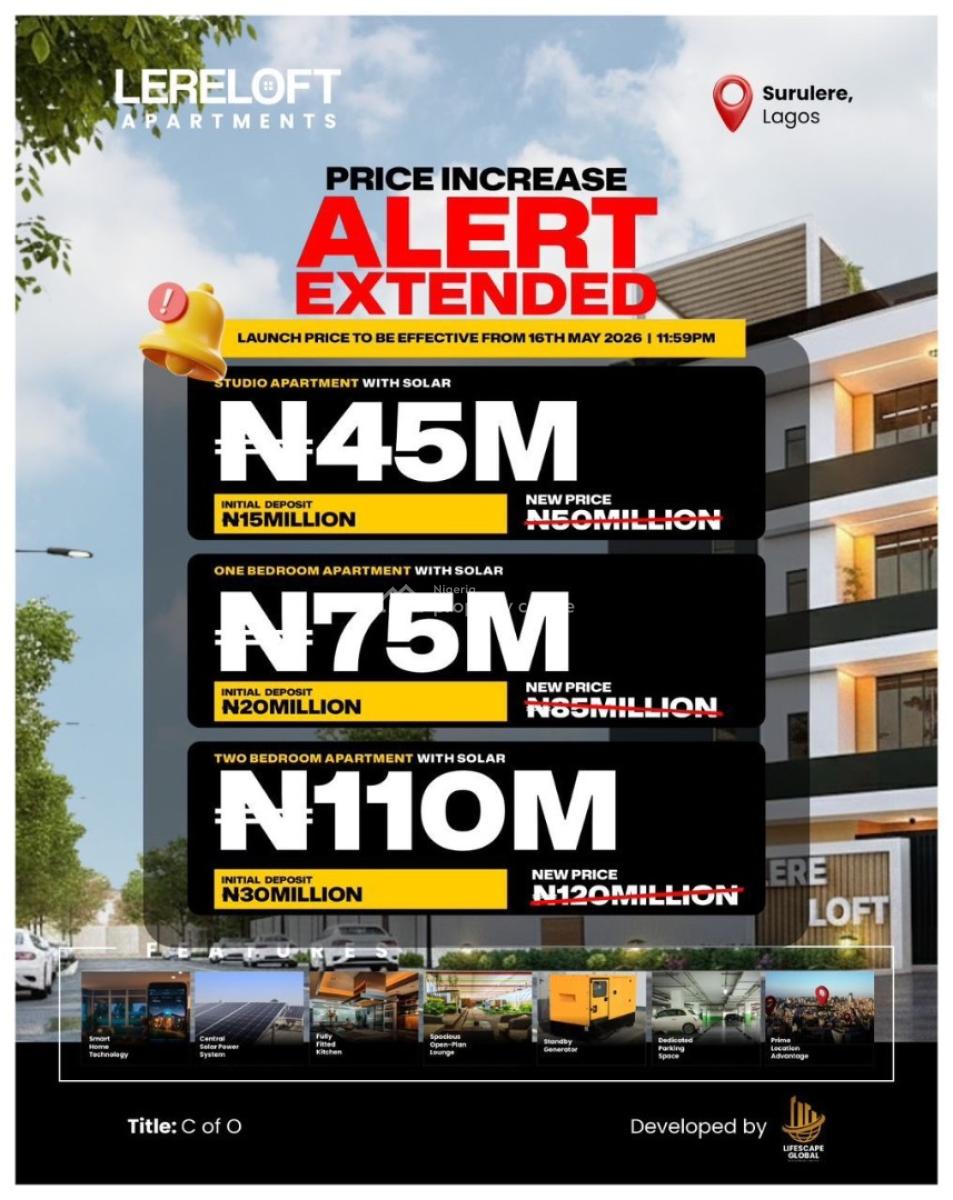 2 Bedroom Automatic Airbnb Apartment Close to Ogunlana Drive, Alaka Estate,adeniran Ogunsanya Mall,national Stadium,national Theatre, Aguda, Surulere, Lagos, Block of Flats for Sale