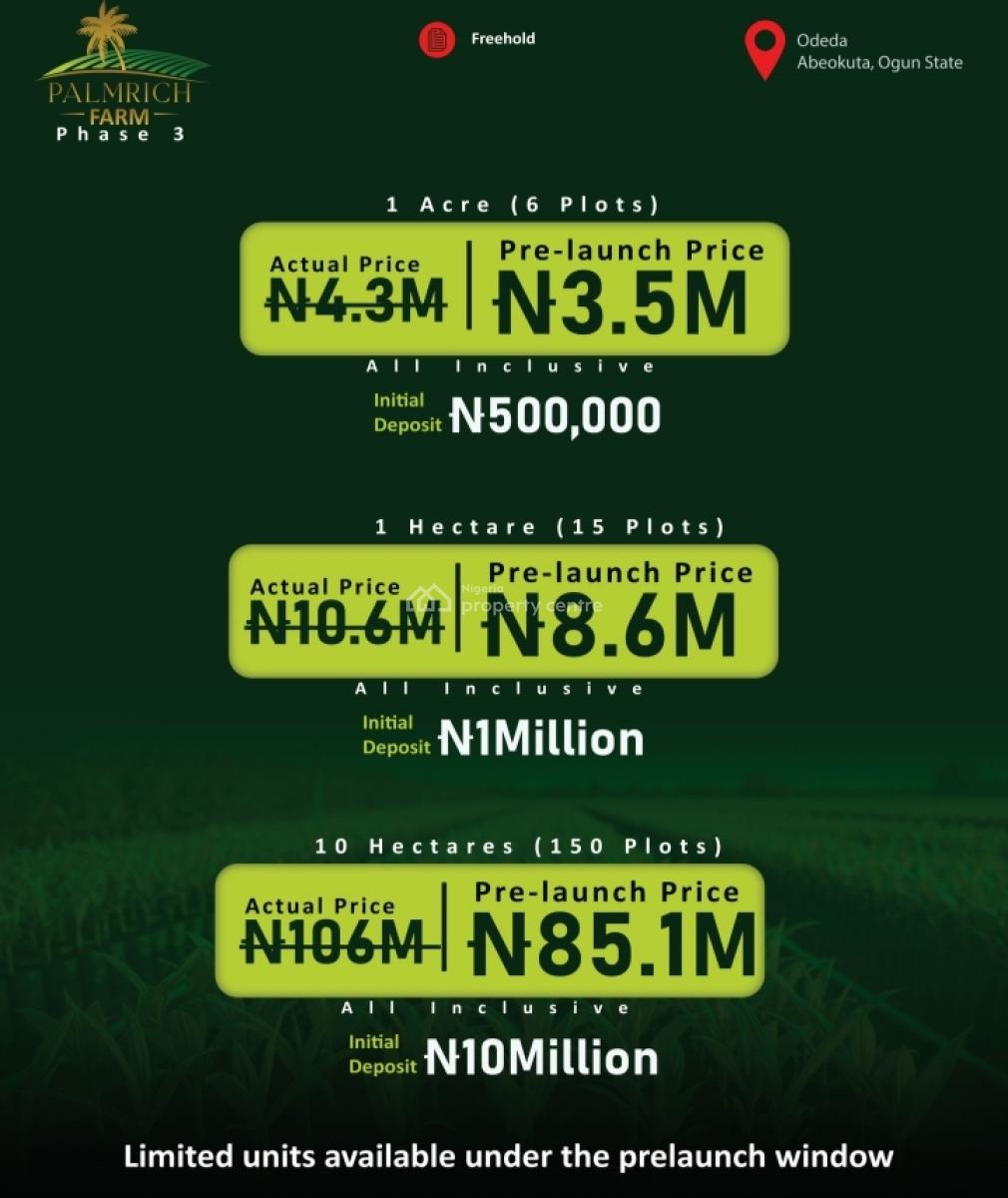 Own The Land, Grow The Wealth, Harvest The Future, Palmrich Farm Phase 3, Odeda, Abeokuta North, Ogun, Commercial Land for Sale