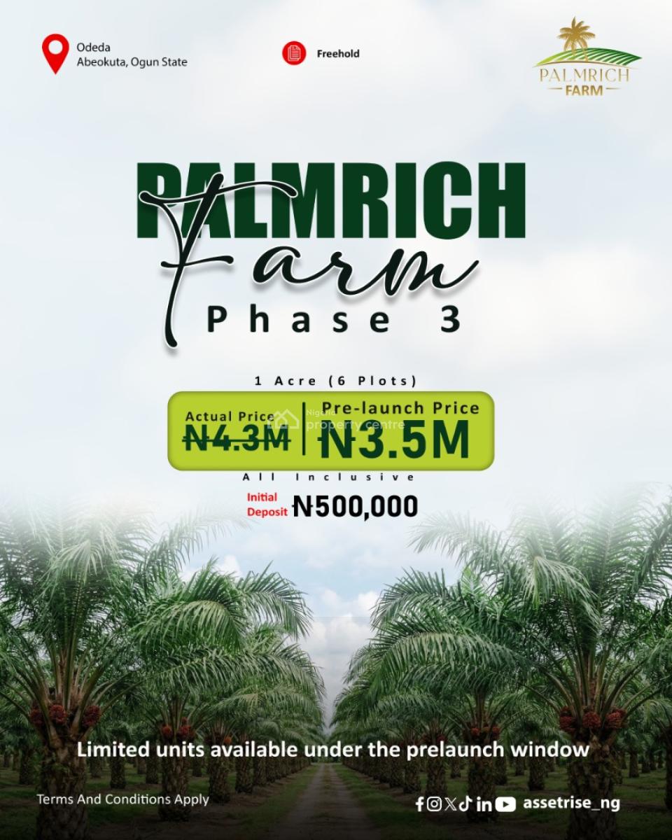 Own The Land, Grow The Wealth, Harvest The Future, Palmrich Farm Phase 3, Odeda, Abeokuta North, Ogun, Commercial Land for Sale