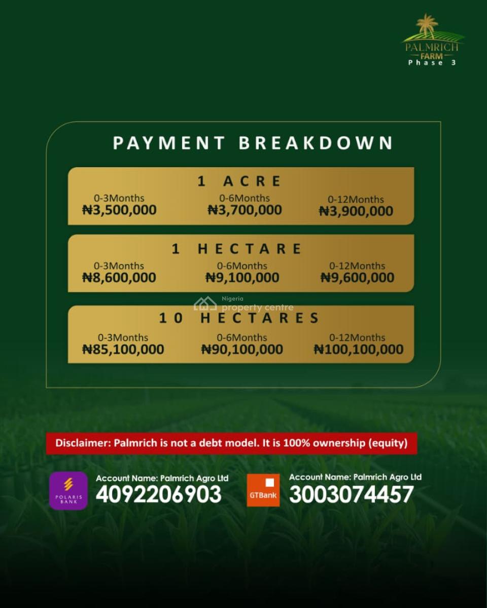 Own The Land, Grow The Wealth, Harvest The Future, Palmrich Farm Phase 3, Odeda, Abeokuta North, Ogun, Commercial Land for Sale