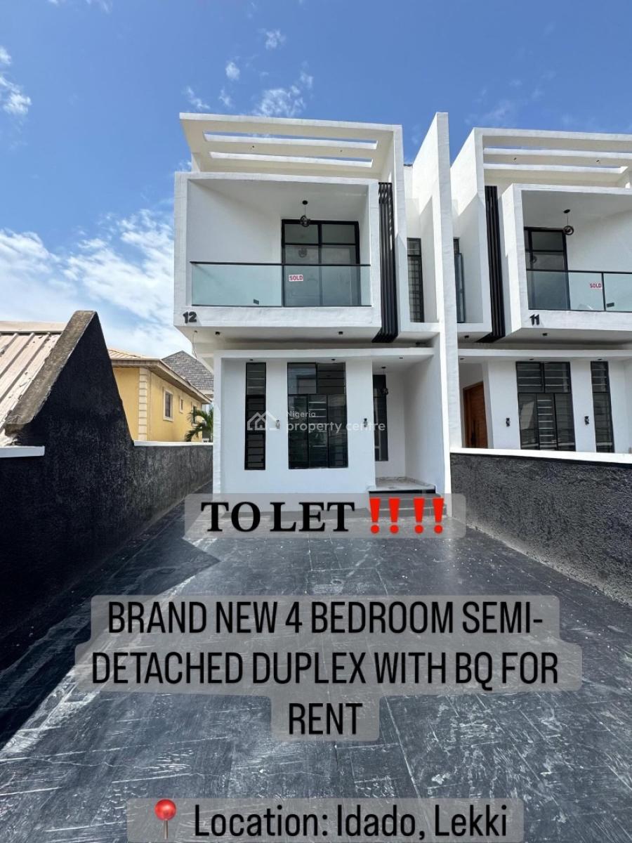 Brand New 4 Bedroom Semi-detached Duplex with Bq, Idado Lekki, Idado, Lekki, Lagos, Semi-detached Duplex for Rent