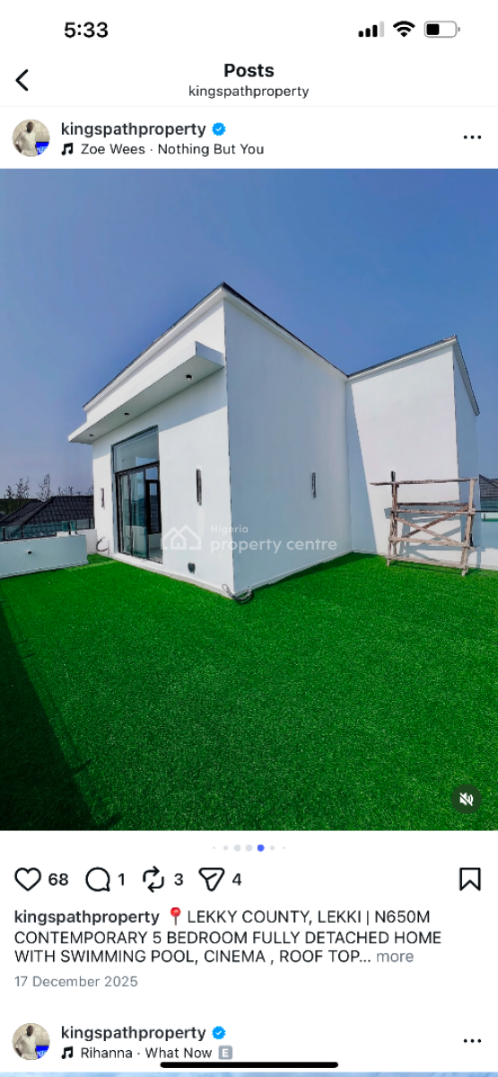 Contemporary 5 Bedroom Fully Detached Slpool with Cinema, Rooftop, Lekky County Homes, Ikota, Lekki, Lagos, Detached Duplex for Sale