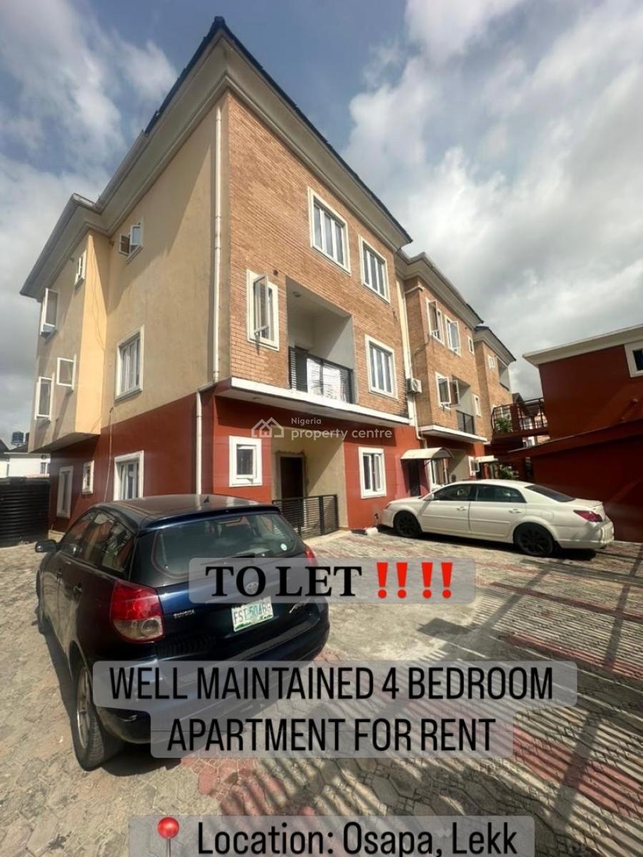 Well Maintained 4 Bedroom Apartment, Chevron, Lekki, Lagos, Flat / Apartment for Rent
