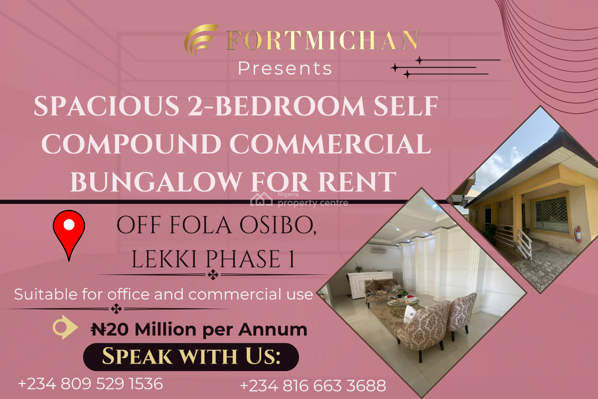 Spacious 2-bedroom Self Compound Commercial Building, Off Fola Osibo, Lekki Phase 1, Lekki, Lagos, Office Space for Rent