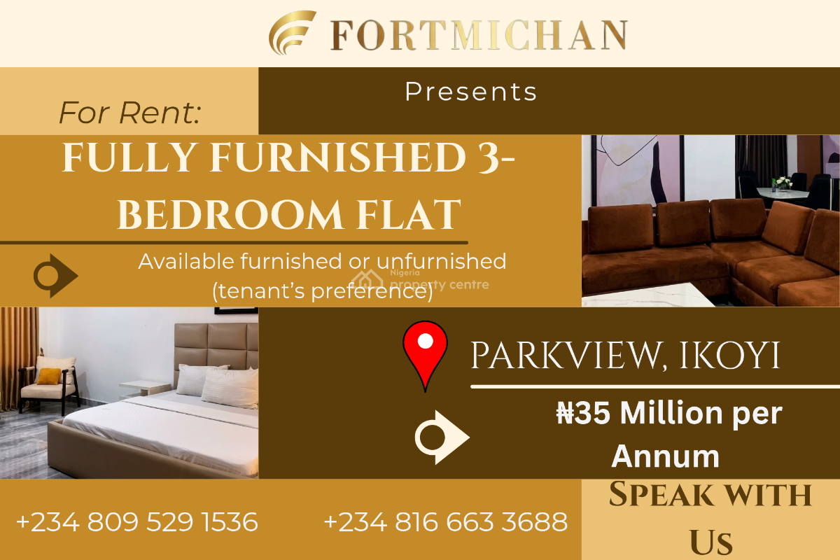 Fully Furnished 3-bedroom Flat, Parkview, Ikoyi, Lagos, Flat / Apartment for Rent