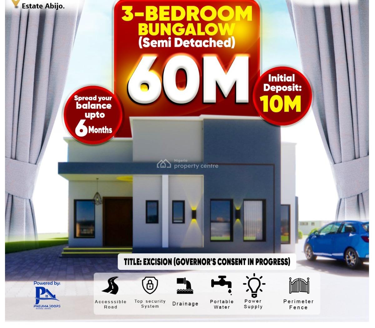 Off Plan Spacious 3 Bedrooms Bungalow, Abijor Sangotedo, Ibeju Lekki, Lagos, Detached Bungalow for Sale