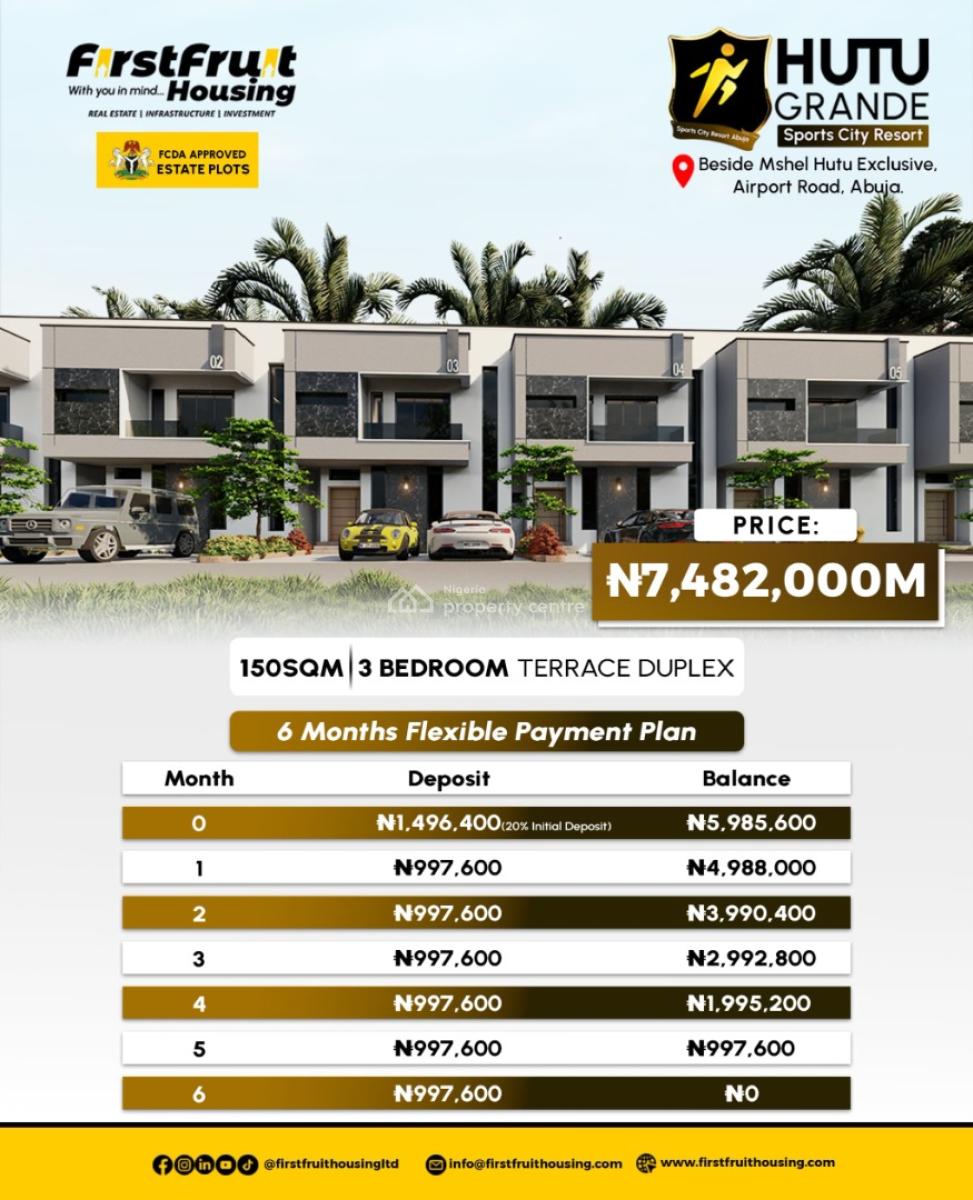 Luxury Estate Land Suitable for 3 Bedroom Terrace Duplex  at Hutu Gran, Plot 1662, Before Centenary City, Cadastral Zone E09 Lugbe South Distr, Garki, Abuja, Mixed-use Land for Sale