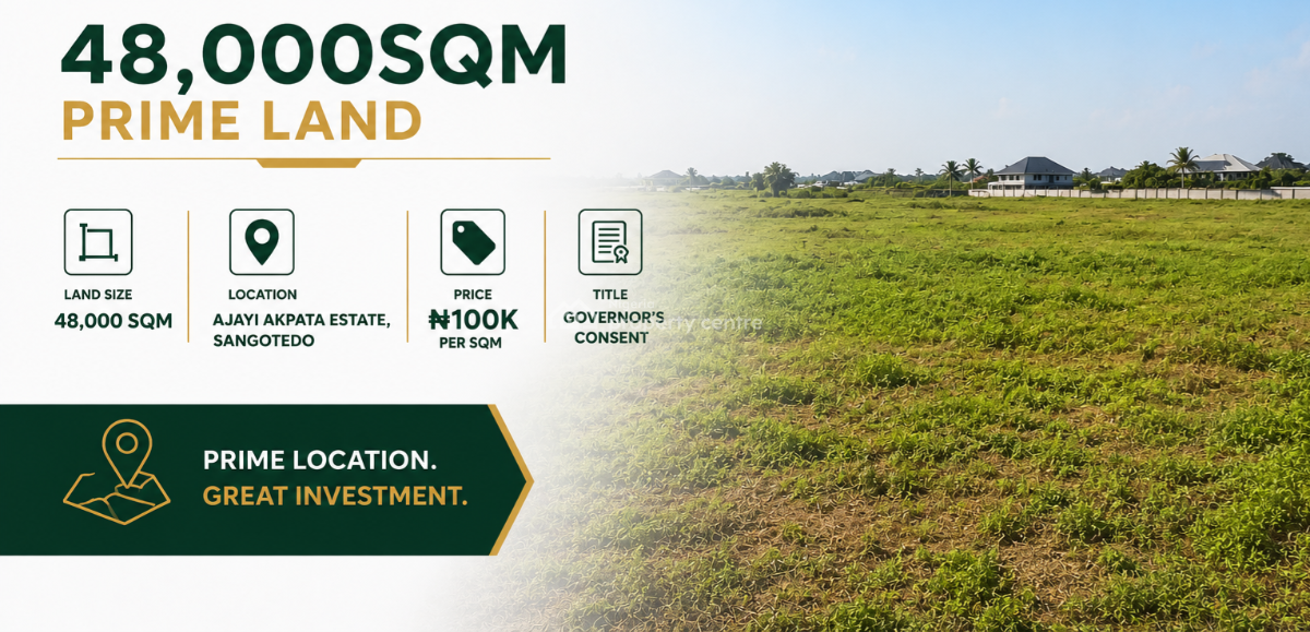 48,000sqm Prime Land with Governors Consent, Ajayi Apata Estate, Sangotedo, Ajah, Lagos, Mixed-use Land for Sale