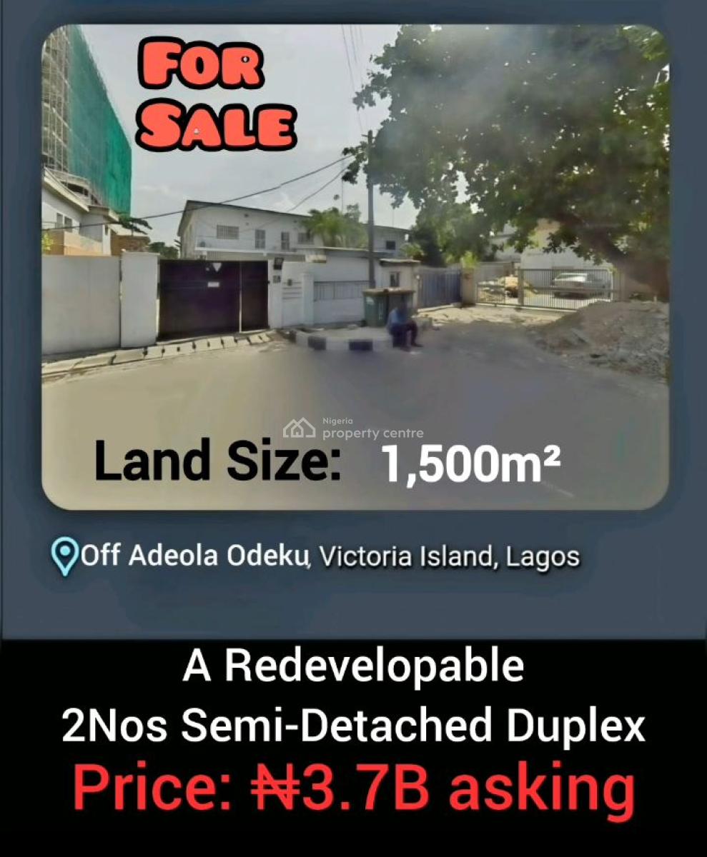 2 Nos Semi-detached Duplex in Vi, Off Adeola Odeku, Victoria Island (vi), Lagos, Semi-detached Duplex for Sale