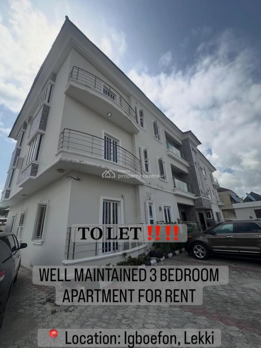 Well Maintained 3 Bedroom Apartment, Igbo Efon, Igbo Efon, Lekki, Lagos, Flat / Apartment for Rent